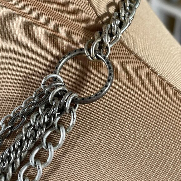 Stella & Dot Avery Tiered Necklace Freshwater Pearl Silver Tone Chain - Picture 3 of 6